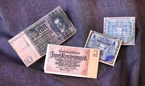 ABOVE: German paper currency from the 1930s-1940s.