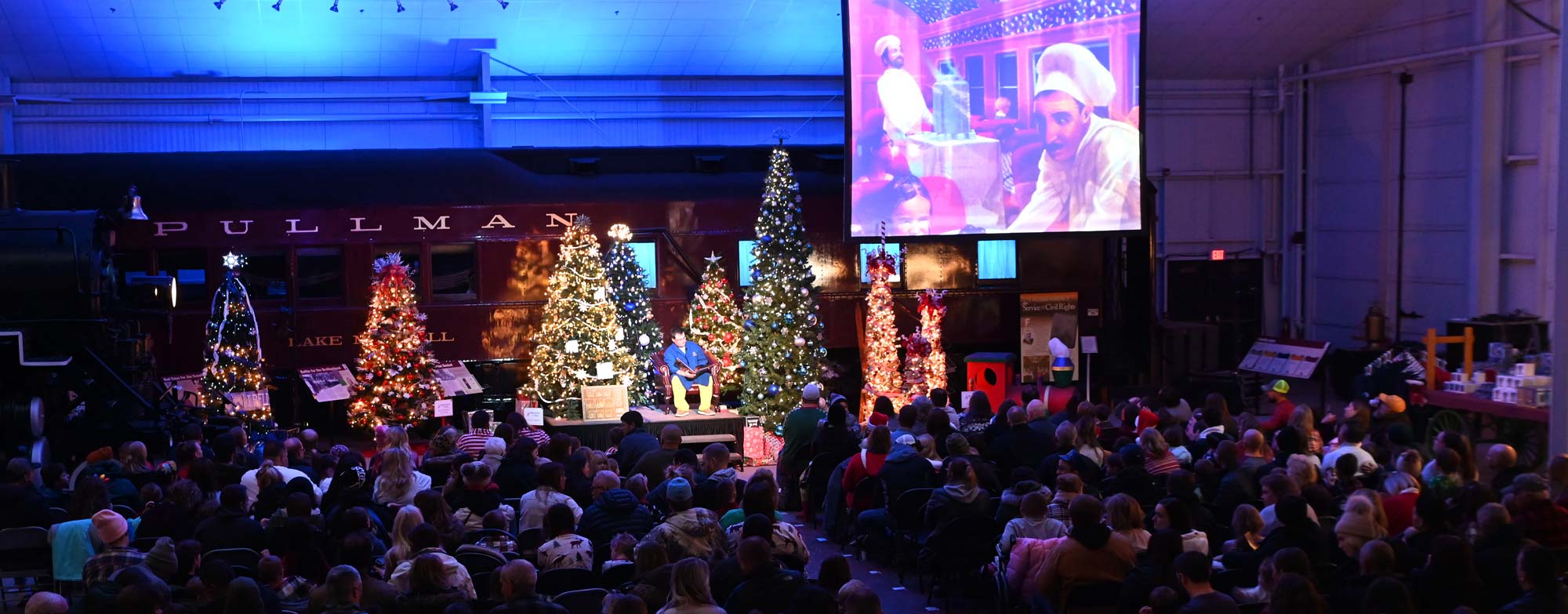 Crowd watching the Polar Express live